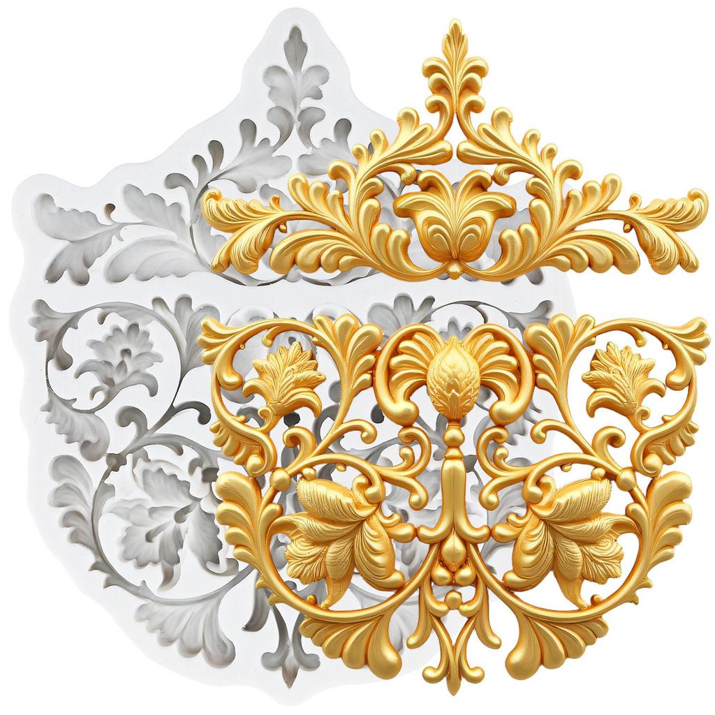 Baroque Style Silicone Mold Curlicues Scroll Lace Fondant Molds Cake Decorating Tools Theme Cake Dessert Decorated Chocolate Candy Mold