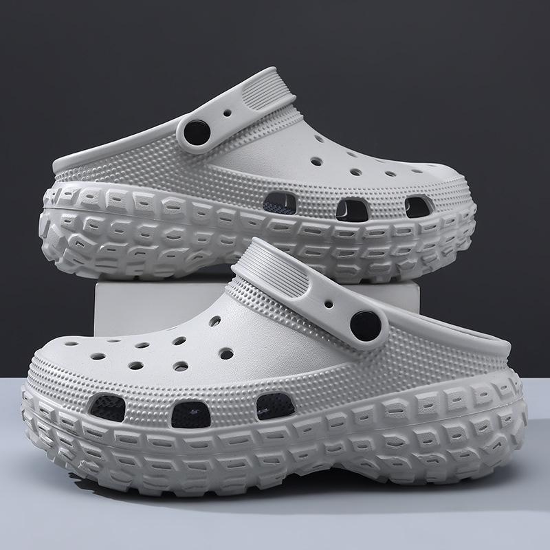 

Новые туфли с отверстиями на супертолстой подошве, мужские, увеличивающие рост, спортивные, для активного отдыха, износостойкие, с закрытым носком, сандалии 44-45