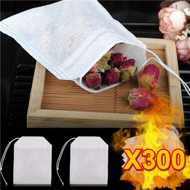 300 Pcs Tea Bags Bags For Tea Bag Infuser With String Heal Seal Sachet Filter Paper Teabags Empty Tea Bags Strainer