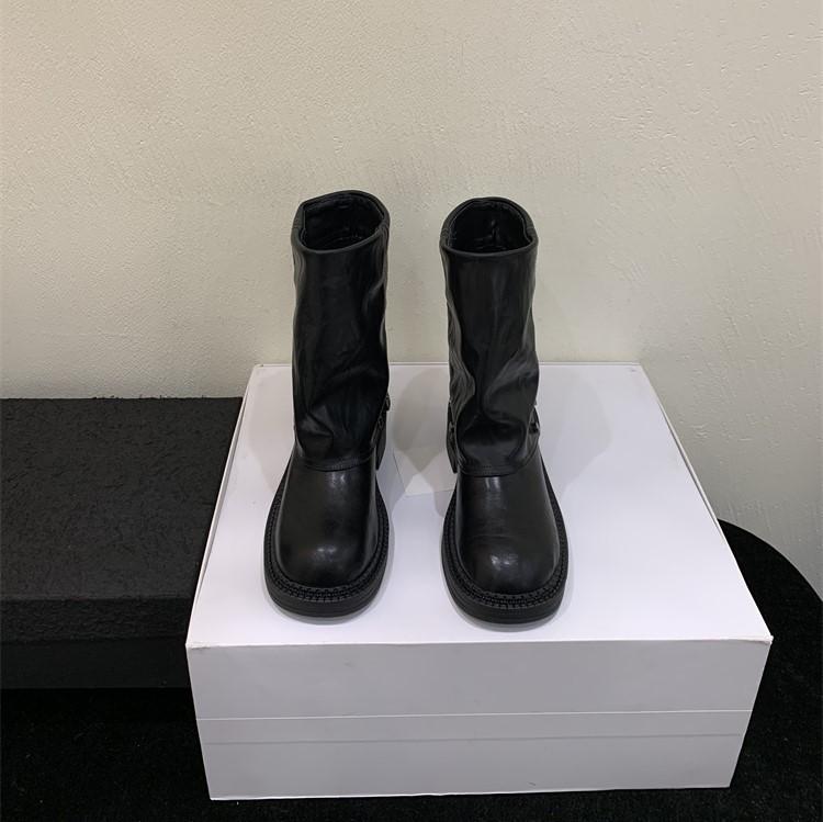 

Retro Western Cowboy Boots Women s 2025 Autumn New British Style Sweet Cool Spice Girl Martin Boots Thick-soled Pile Boots 35