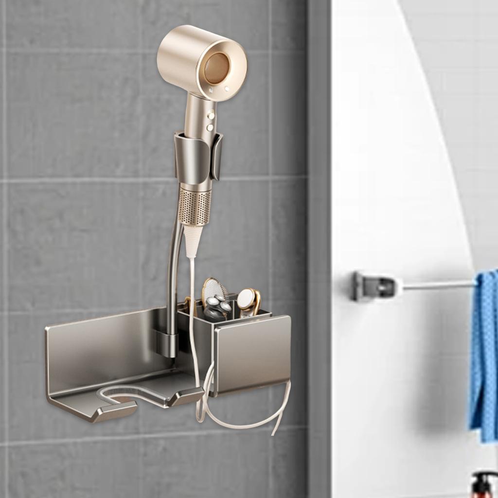 Hair Dryer Holder Wall Mounted, Dyson Hair Tool Organizer, Metal Self Adhesive Hair Blow Dryer Stand for Bathroom Accessories