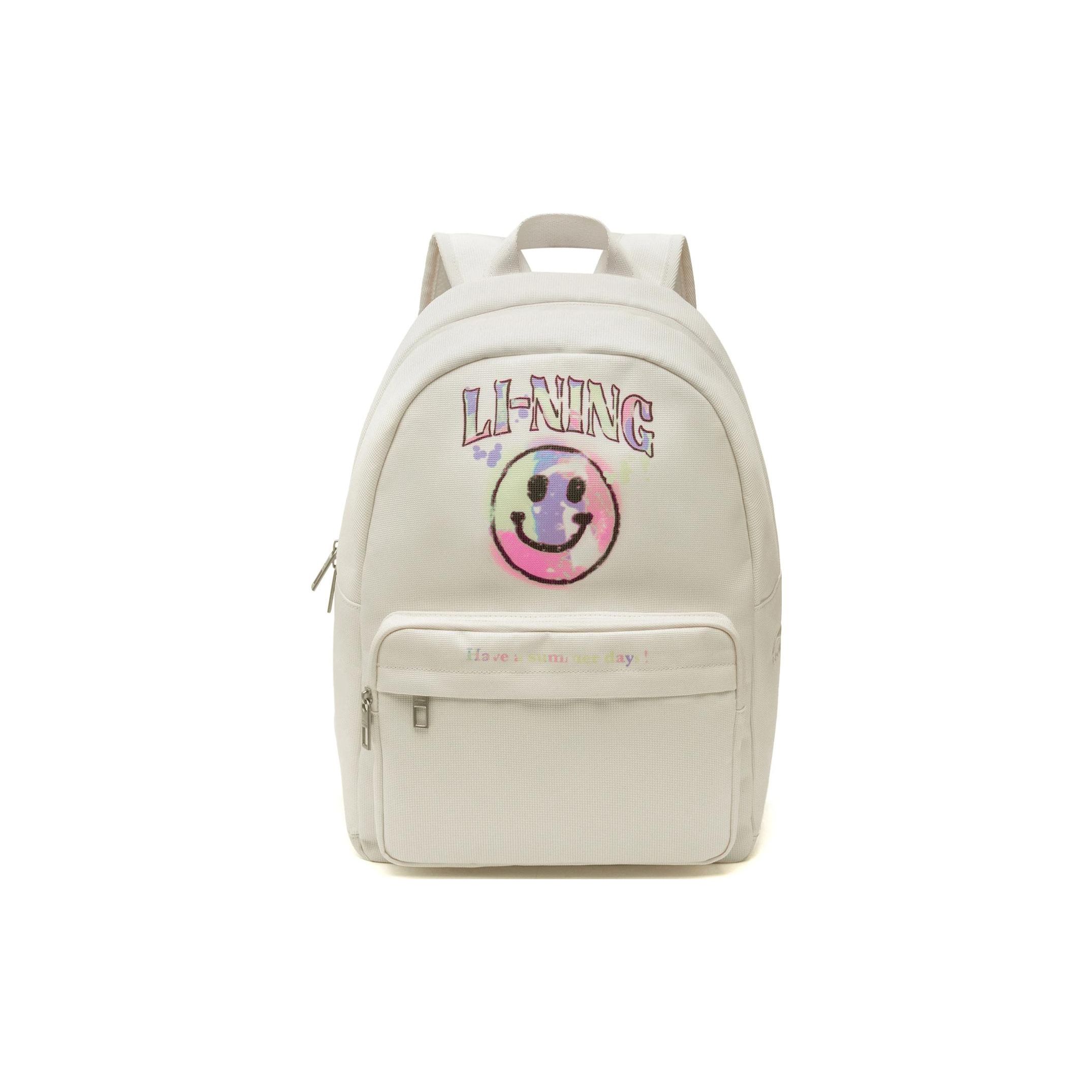 Li Ning Sports Lifestyle Series Student Sports Polyester Backpack Unisex Backpack Off-White ABST057-2 Ecru
