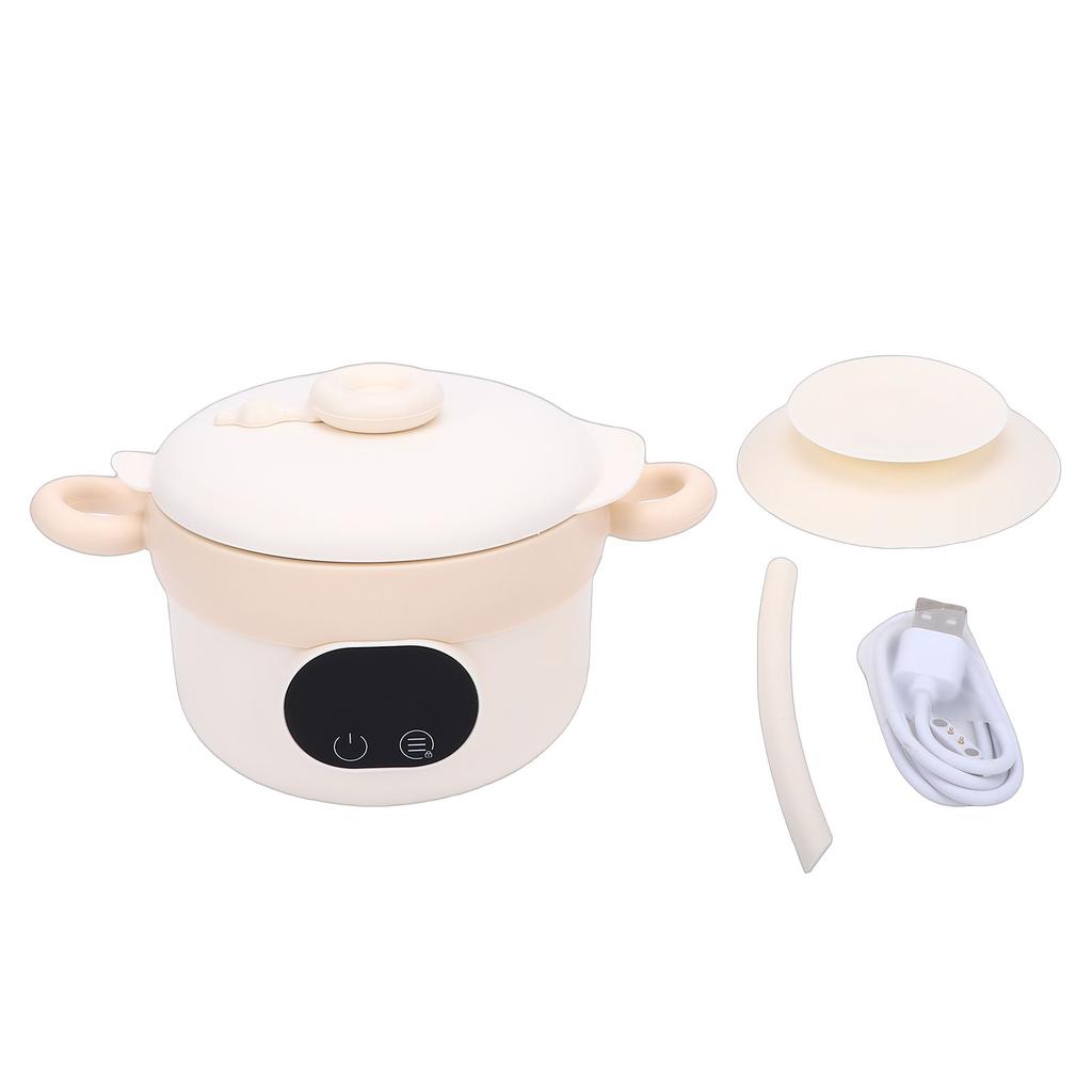 Electric Lunch Box 304 Stainless Steel Insulated Cordless Food Warmer Bowl 470ML Large Capacity No Water Needed