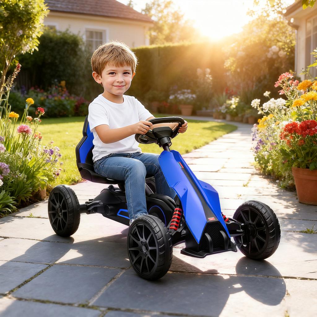 Go Kart Pedal Go Kart Reverse and Forward Gear, for Children from 3 to 8 Years, Blue