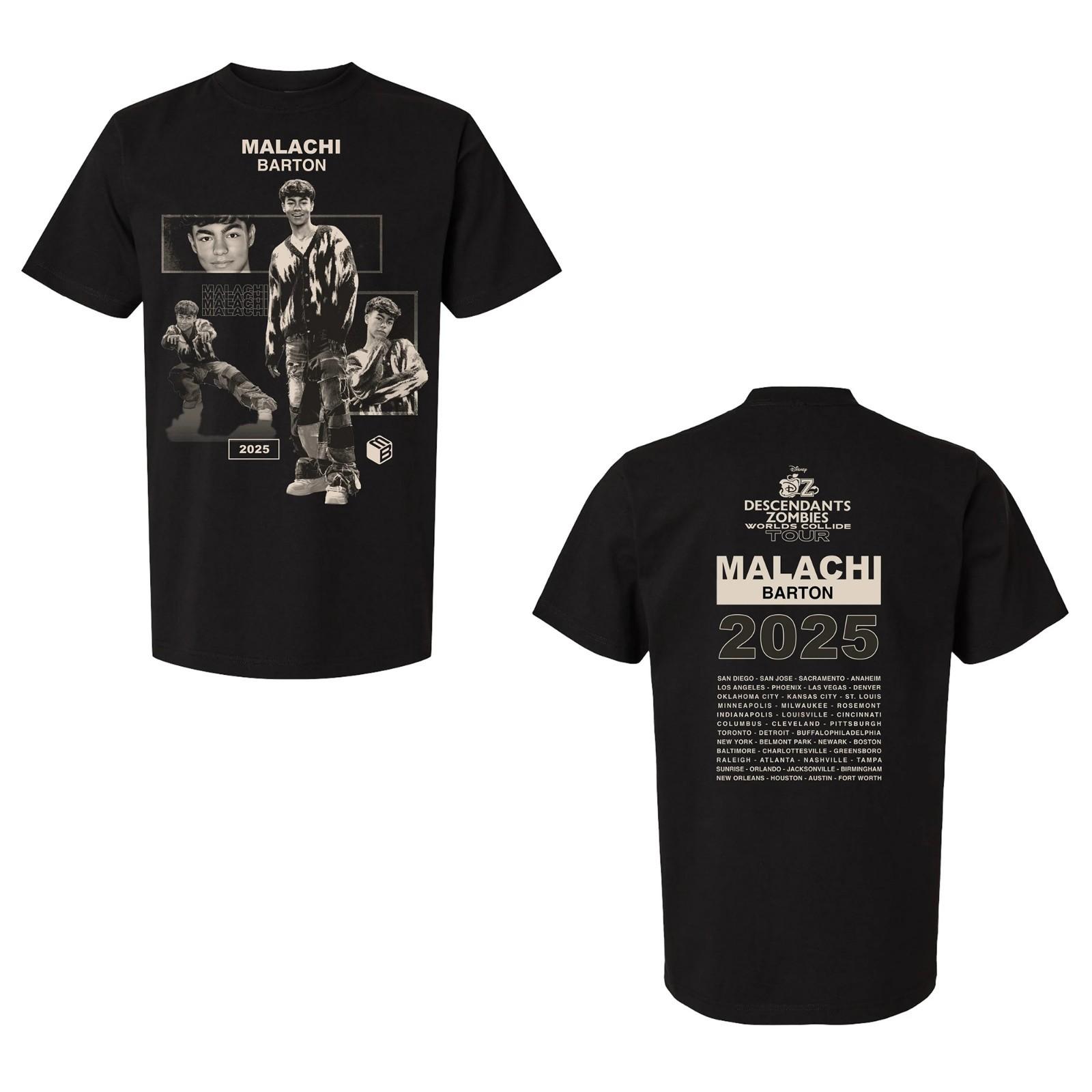 Descendants Zombies Worlds Collide Tour 2026 T-Shirt Malachi Barton Cast Tee. XL