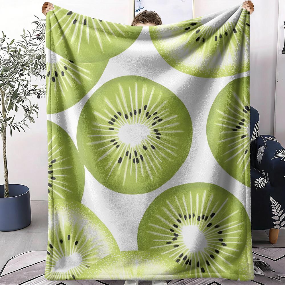 Kiwi Fruit Pattern Throw Soft Flannel AC Blanket Lightweight Summer Nap Throw Cozy  Blanket for Sofa Bed Travel Home
