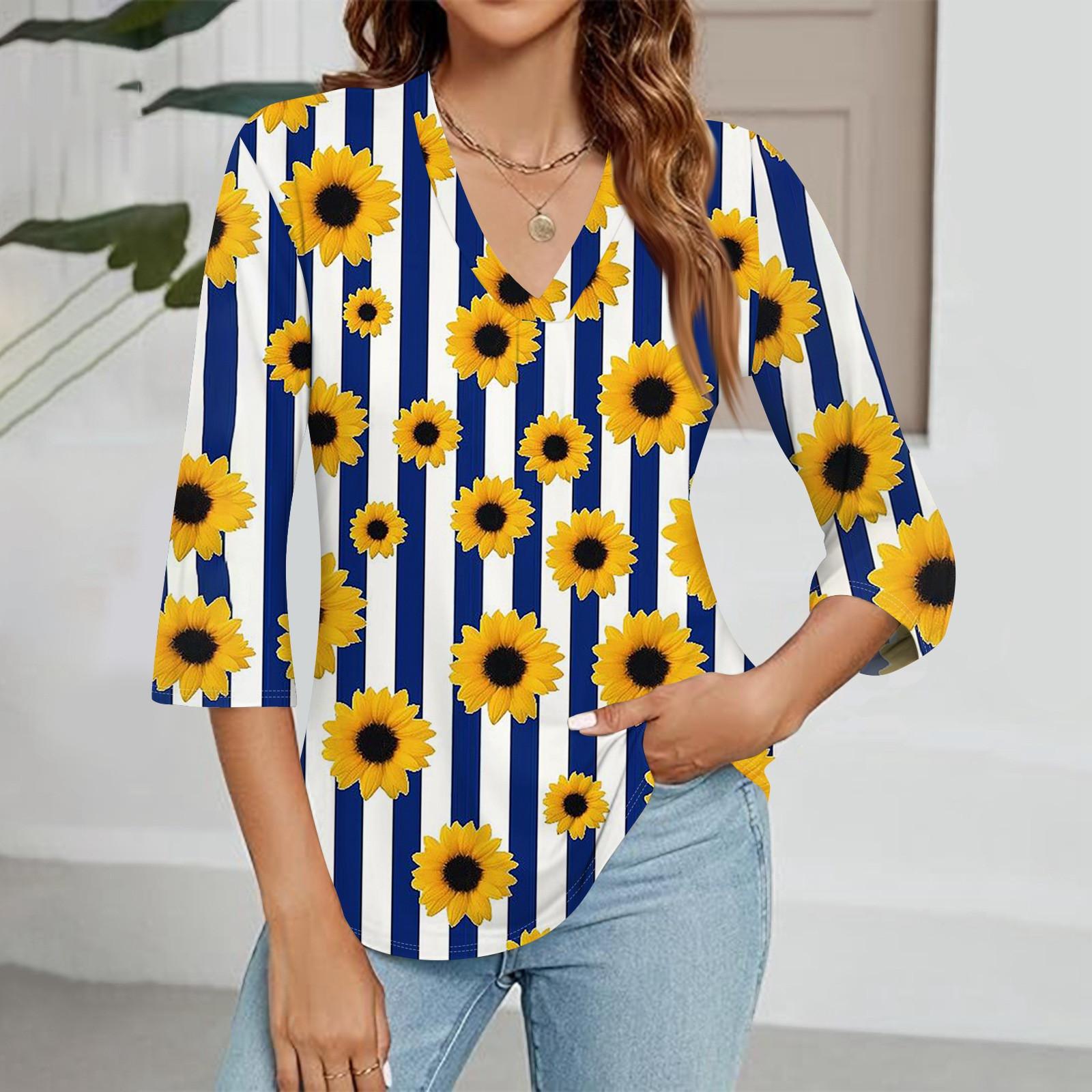 

Женский модный топ с v-образным вырезом и градиентным принтом, рукав три четверти XXL