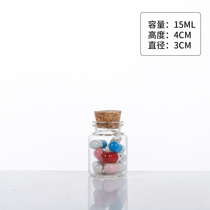 Multi Specification Household Cork Stopper Subpackage Bottle 30mm Diameter Transparent Glass Vial Creative DIY Decoration Tools