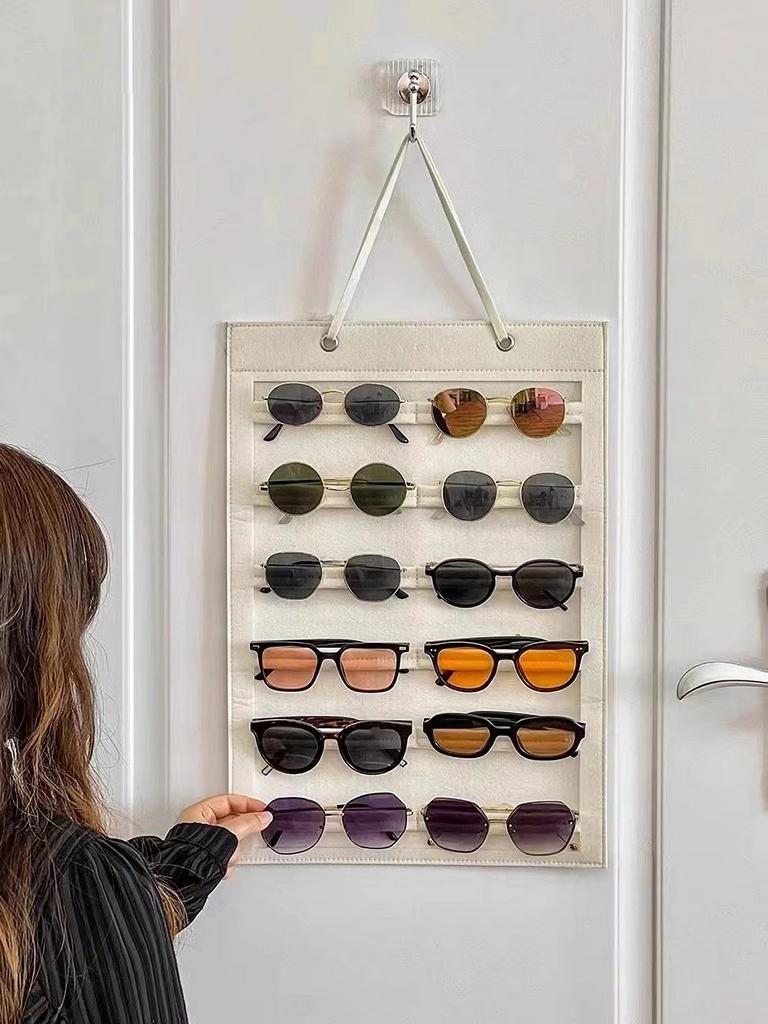1pc Sunglasses Storage Organizer,Holds 12 Pairs of Eyeglasses, Hanging Glasses Display Rack,Versatile Wall-Mounted Glasses Hold