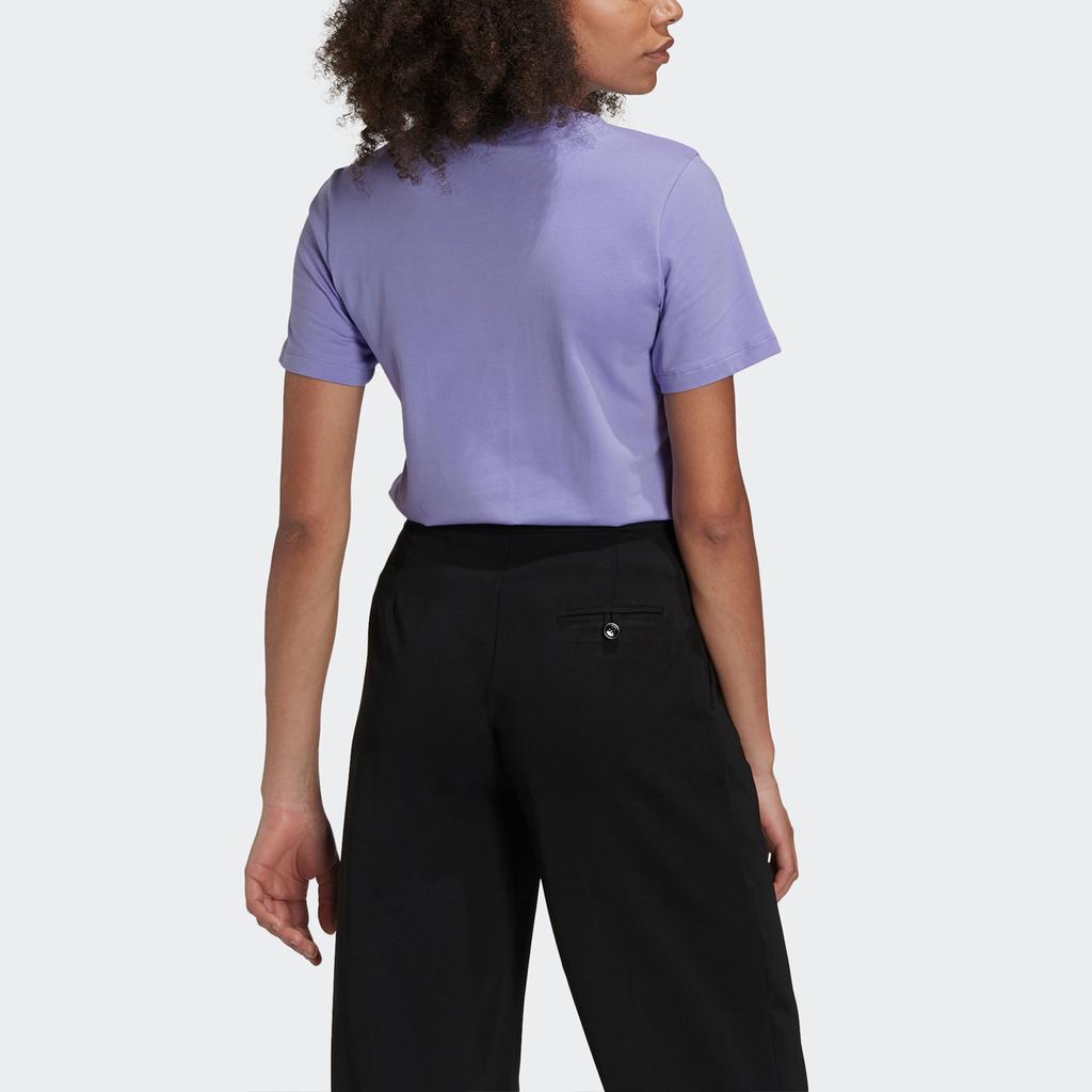 Adidas Originals Trefoil Tee American Vintage Dopamine Logo Print Crew Neck Sports Fitted Short Sleeve T-Shirt Women Tops Purple GN2905