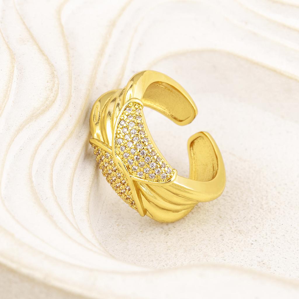 Nidin High Quality Shine Zircon Irregular Geometric Open Rings Adjustable For Female Male Personality Finger Jewelry Party Gifts