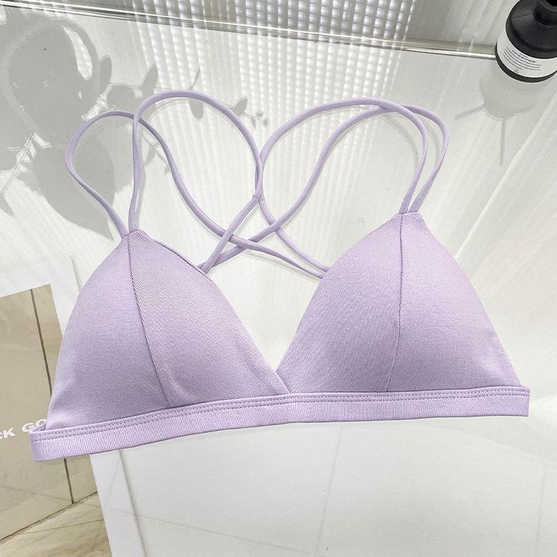 

Летний бесшовный хлопковый треугольный бюстгальтер без косточек - Дышащий, стильный дизайн спинки для женщин и студенток M [85-110 lbs]