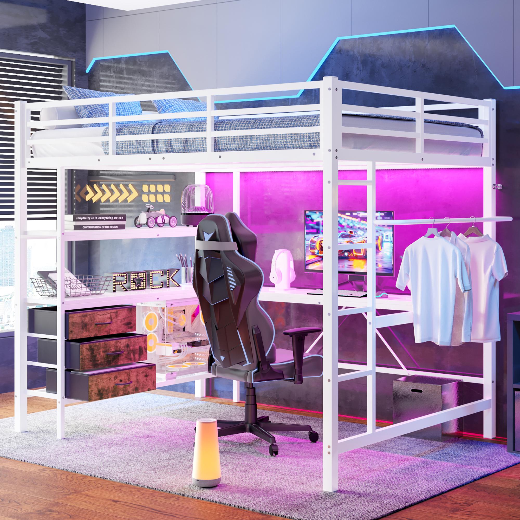Loft Bed, 140*200cm, With LED Lights