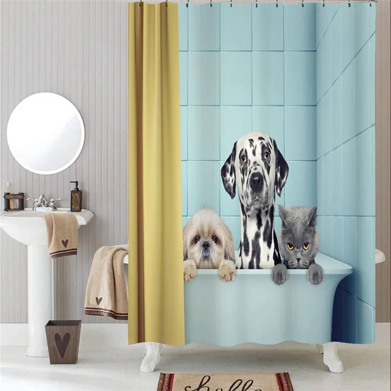 Waterproof Bath Curtains 100% Polyester Fabric Shower Curtain Thinking Elephant Printed Home Decoration Background Screen Decor