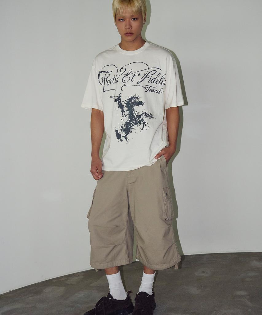 TRAVEL Fortis Horse Pigment Short Sleeve T-Shirt Cream