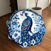 1pc Blue and White Peacock Floral Pattern Umbrella with Plastic Handle,Suitable for All Seasons Home Travel Outdoor UmbrellaDD1409