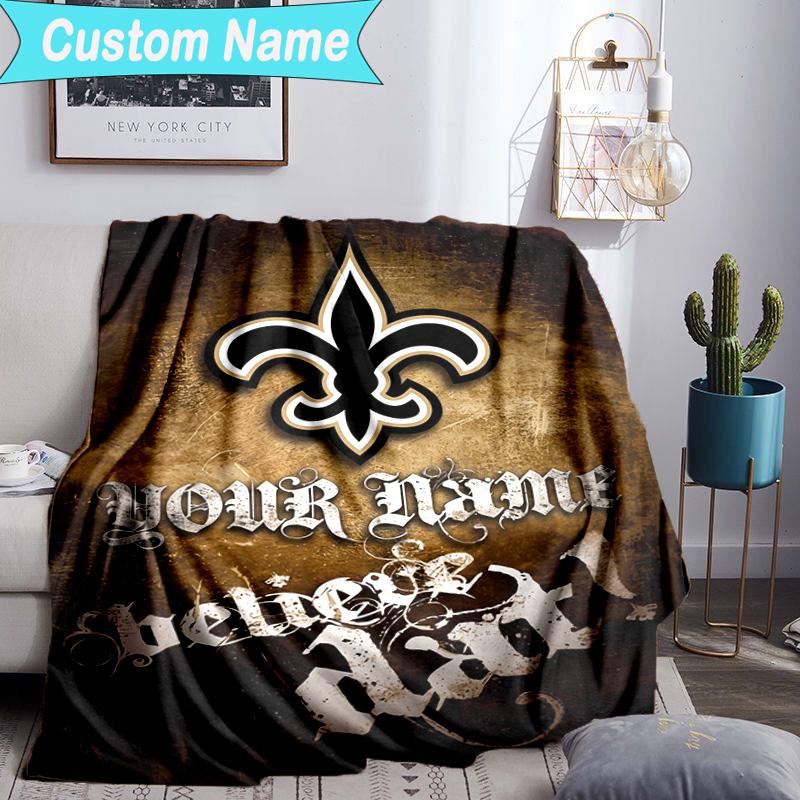 Custom Name Blanket Orleans Saints Logo Blanket Bedding Blanket for Travel, Camping, Living Rooms, Offices, Sofas, Fan Christmas gift