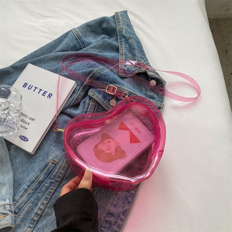 Fashionable Heart-shaped Pvc Shoulder Bag With Street Style Elements For Women