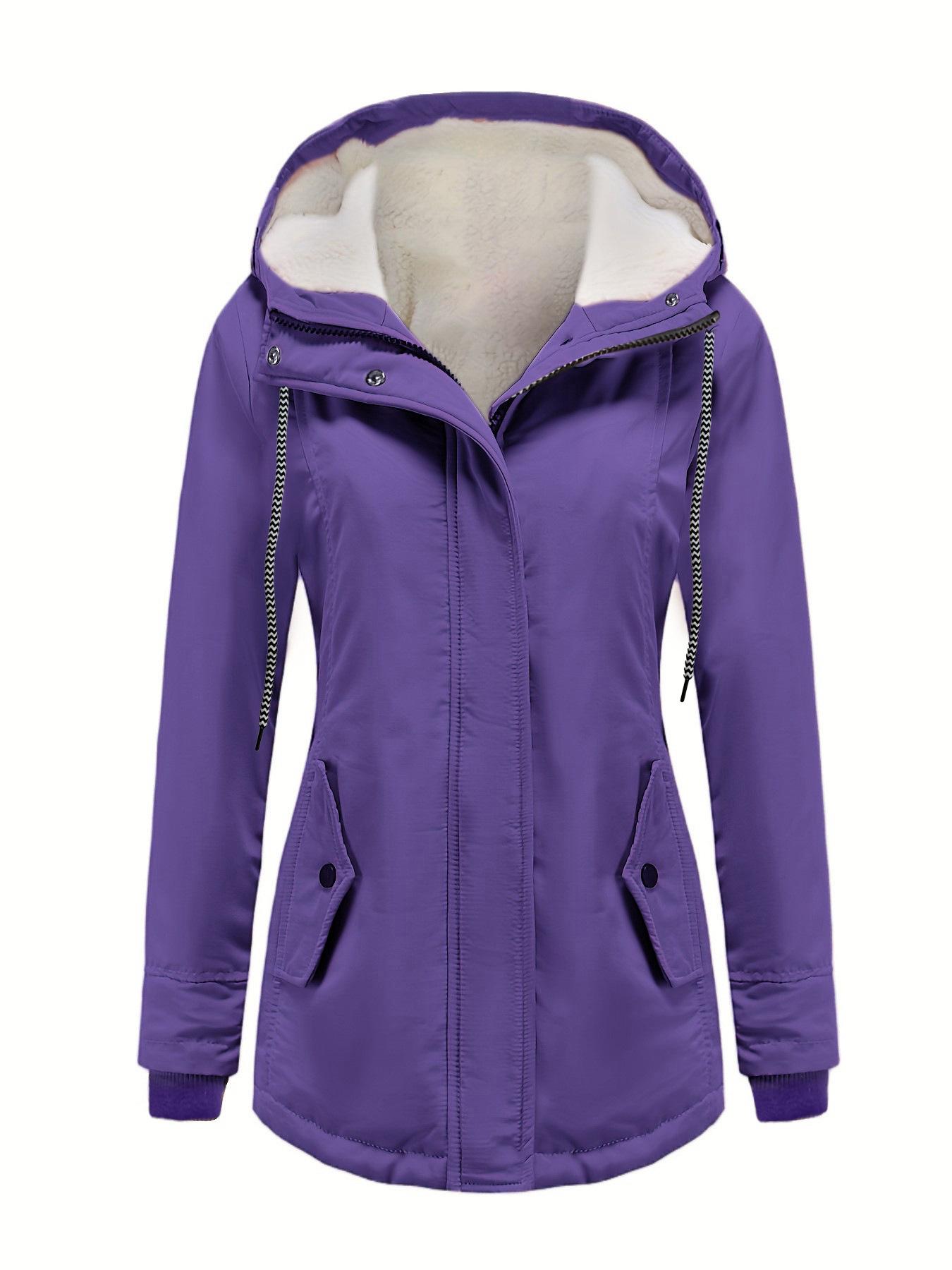 2025 Autumn/Winter Women s Hooded Cotton Jacket - New Style Outerwear M фиолетовый