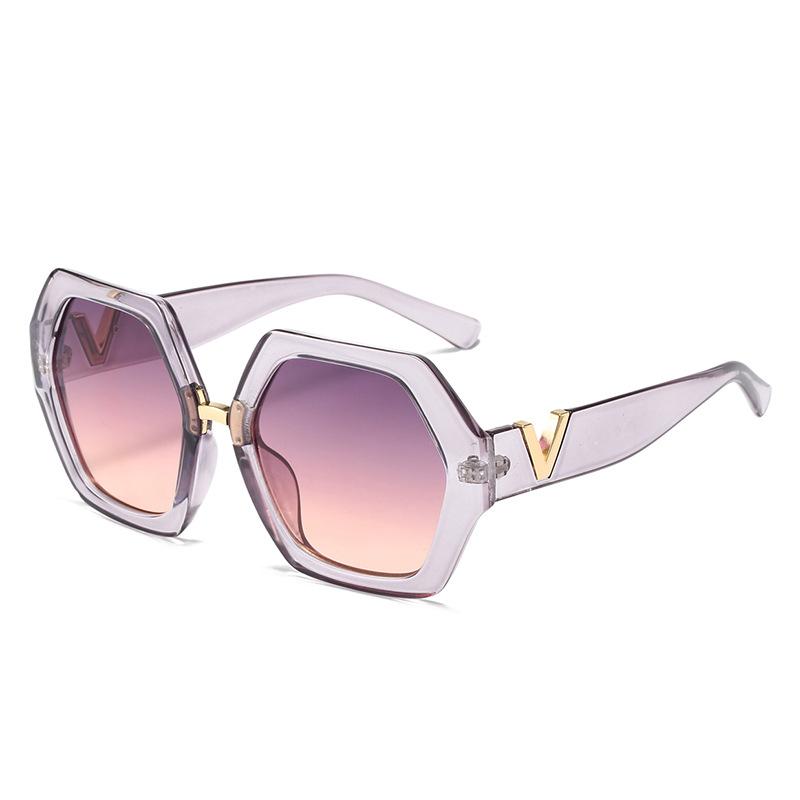 New Thick Frame Fashion Sunglasses Leopard Print Women'S Metal V Frame Sunglasses Women'S