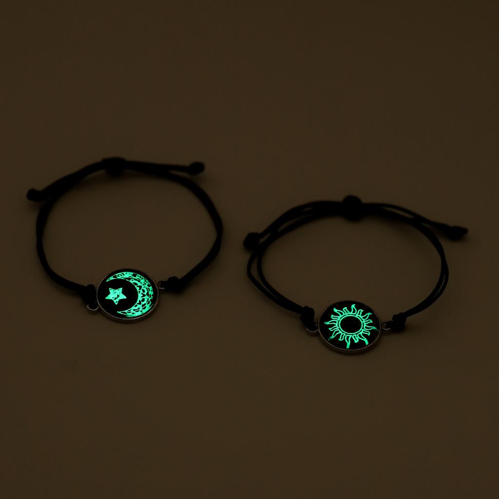 Simple Handmade Braided Couple Matching Bracelets for Women Trendy Luminous Sun Moon Bracelets Romantic Valentine's Day Jewelry