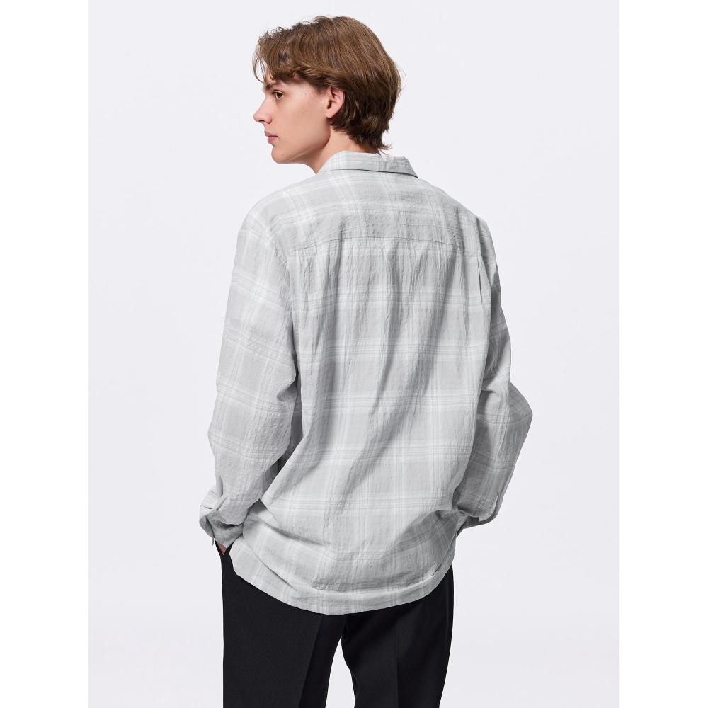 Uniqlo Gu Texture Open Collar Check Shirt