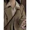 2025 Spring & Autumn Khaki British Style Petite Trench Coat for Women