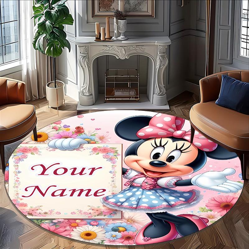 Customizable Minnie (18) Round Non-Slip Carpet - Ideal for Garden, Picnic, Office, Perfect for Decoration, Suitable For All Seasons
