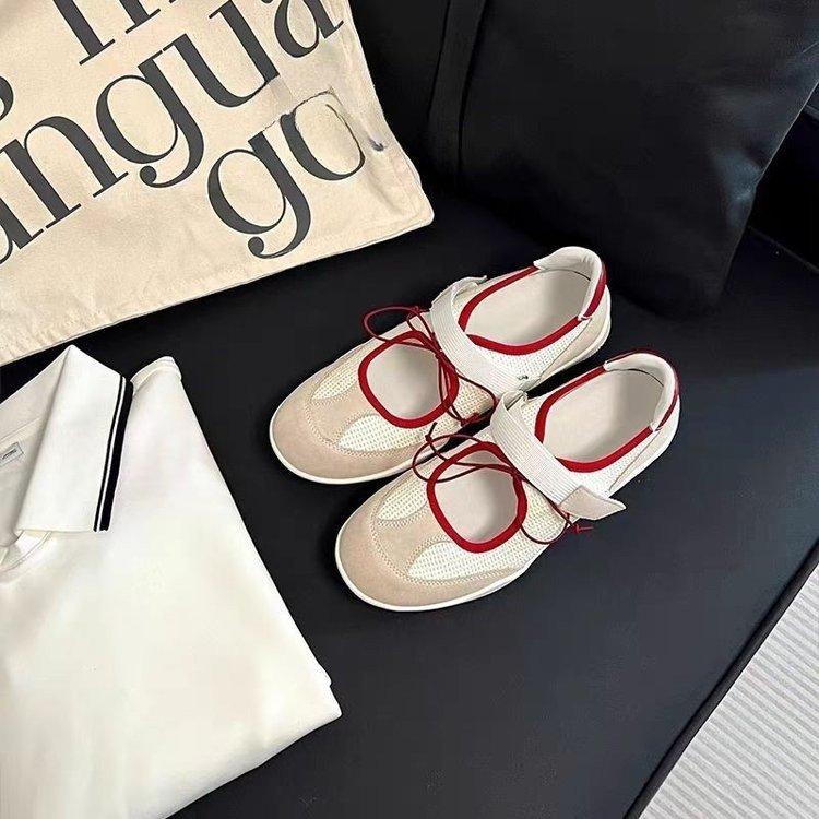 

Вариант из овчины! Повседневные туфли Мэри Джейн в тон светло-коричневым тканям, женские летние балетки 2025 года в спортивном стиле на платформе 40