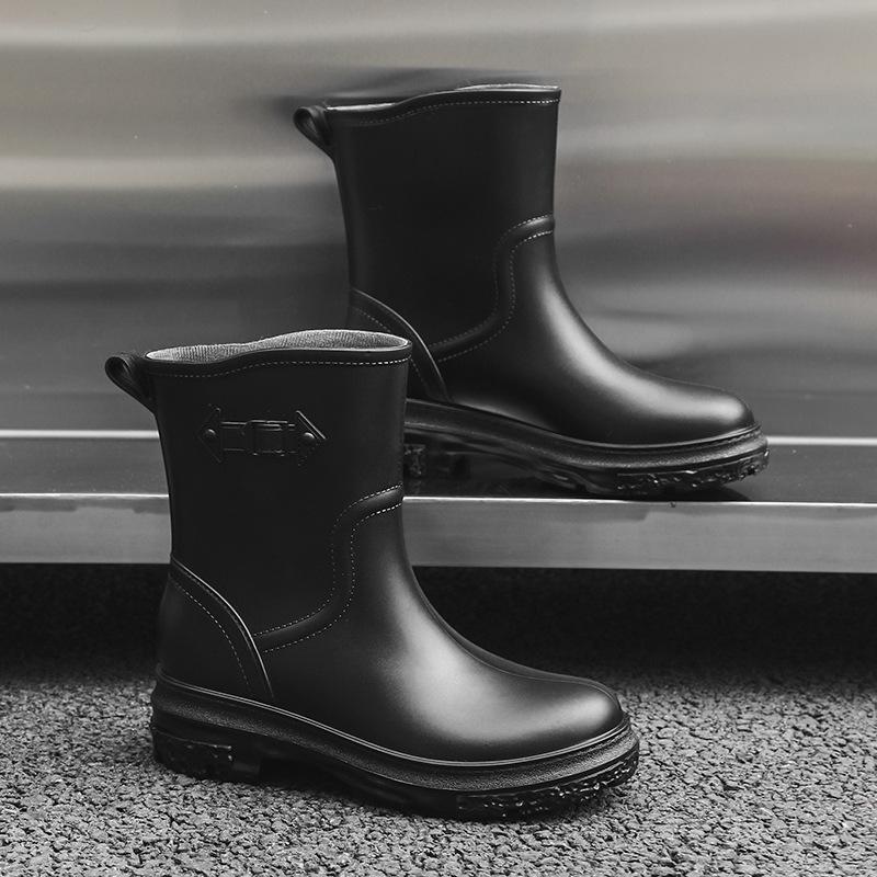 Women's Mid-Calf Rain Boots Winter Rubber Rain Boots Cotton-Padded Warm-Keeping Waterproof Women's Non-Slip Wear-resistant Shoes