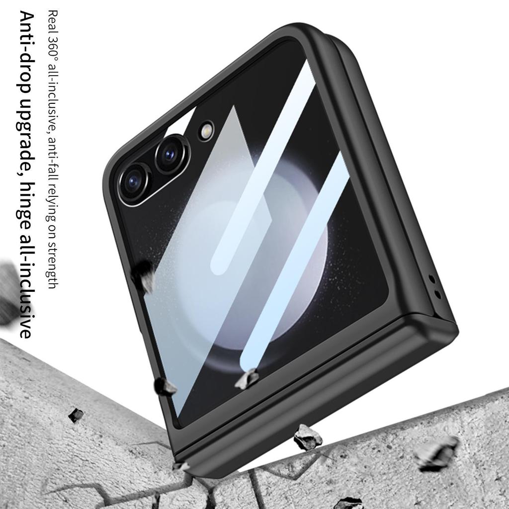 Samsung Z Flip5 Magnetic Full-Coverage Case with Large Window - Solid Color Hard Shell