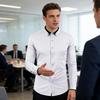 Men Dress Shirt Button Down Long Sleeve Shirt Lapels Rhinestones Slim Fit Formal Shirt for Business Wedding Party Prom Wear