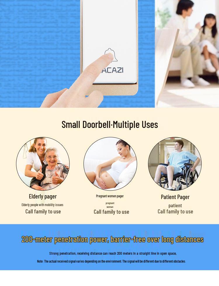 Wireless Self-Powered Doorbell | Smart Long-Range Control | No Battery | Waterproof