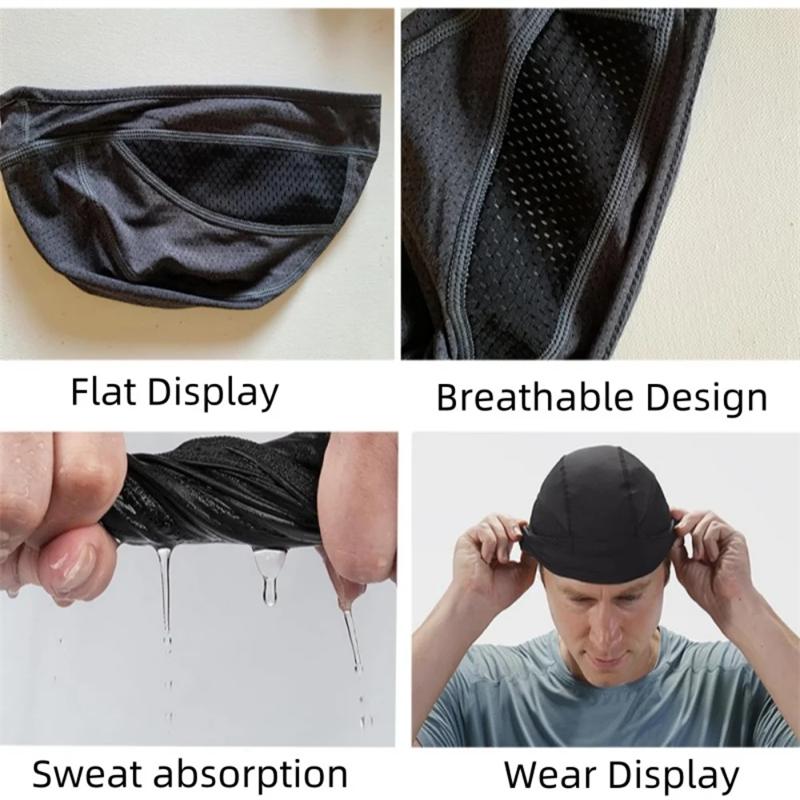 Cycling Quick Dry Air Permeable Ventilated Mesh Cap Headwrap Moisture Wicking Under Helmet Inner Beanie Hat Sports Running Hiking Sweat Cap