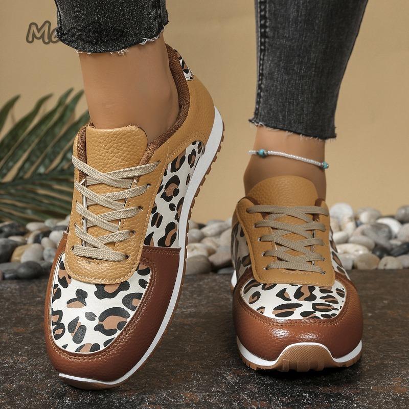 Leopard Lace-up Sports Women Vulcanized Shoes Women's Sneakers Tennis Platform Shoes for Women Comfort Casual Flat Tenis Woman
