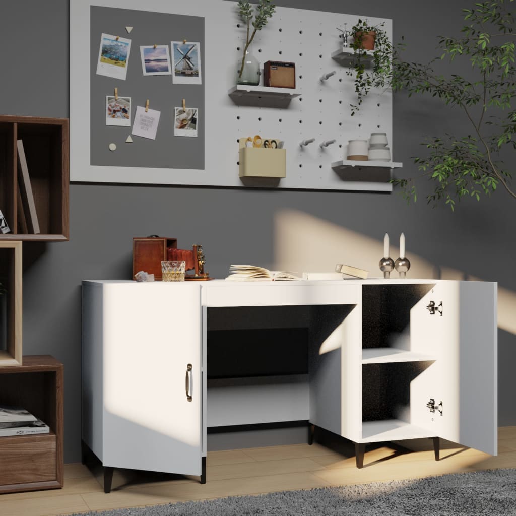 White Desk 140 X 50 X 75 Cm Engineered Wood