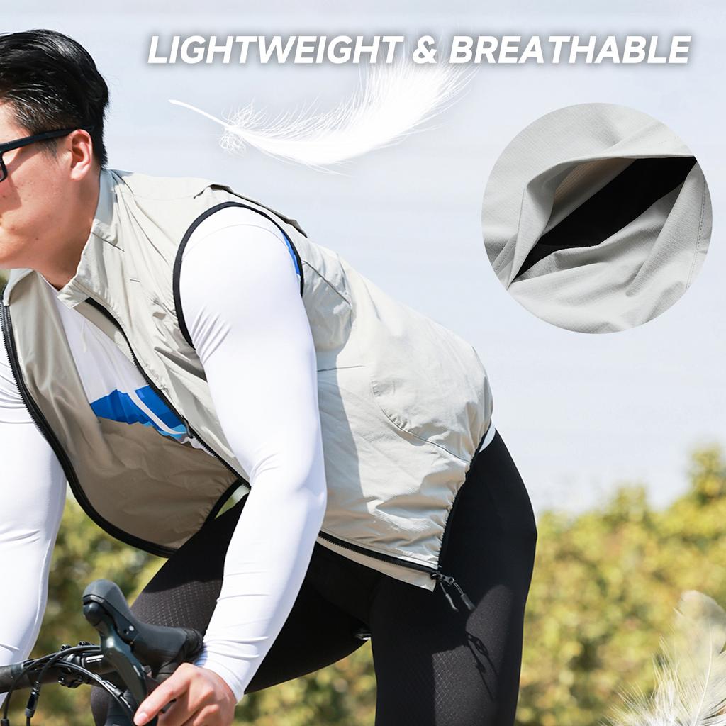 Reflective Cycling Vest with Chest Pocket Windproof Gilet for Running Hiking Biking Gray EU Size 2XL