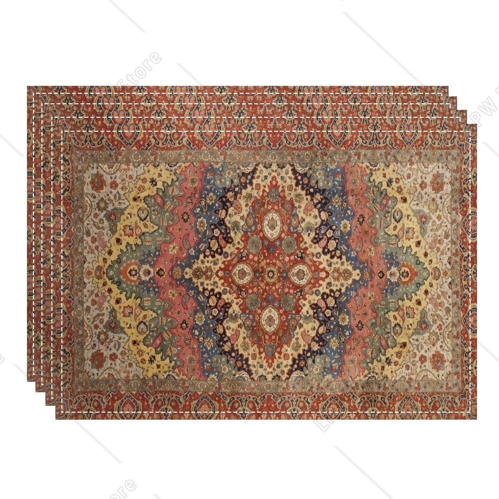 4 шт. Племенные узоры Салфетки под тарелку Льняные Настольные салфетки для Вечеринки Обеденного Декора Нескользящие Термостойкие Кухонные Обеденные Настольные салфетки 4 PCS 12x18inch