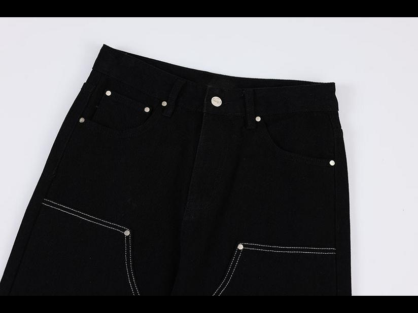 Men's Star Embroidered Casual Jeans - High Street, Loose Fit, Hip Hop Style