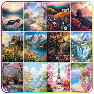 Diamantmalerei 5D Diamantmosaik Landschaftsszenerie Kits Stickerei Diamantkunst-Kit Nadelkunst Handwerk Heimdekoration