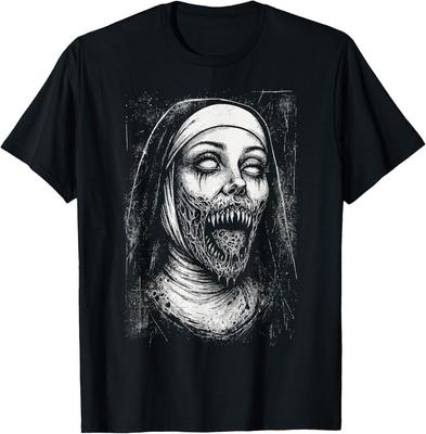 Horreur Effrayant Démon Nonne Impie Maléfique Occulte Alt Effrayant Goth T-Shirt