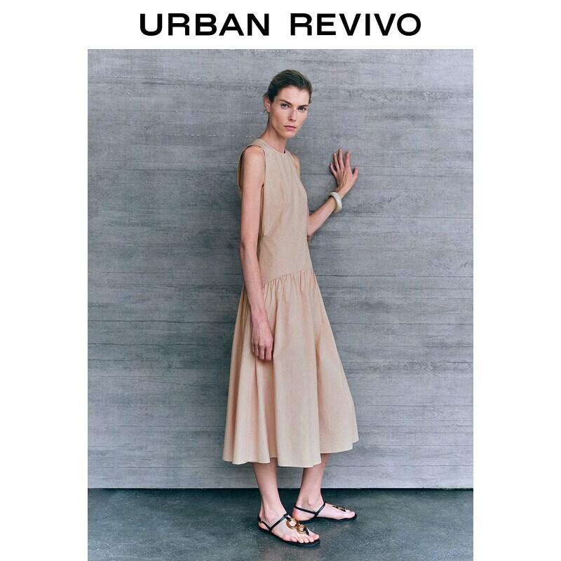 UR2026 Women s Pastel Pleated Sleeveless Dress M