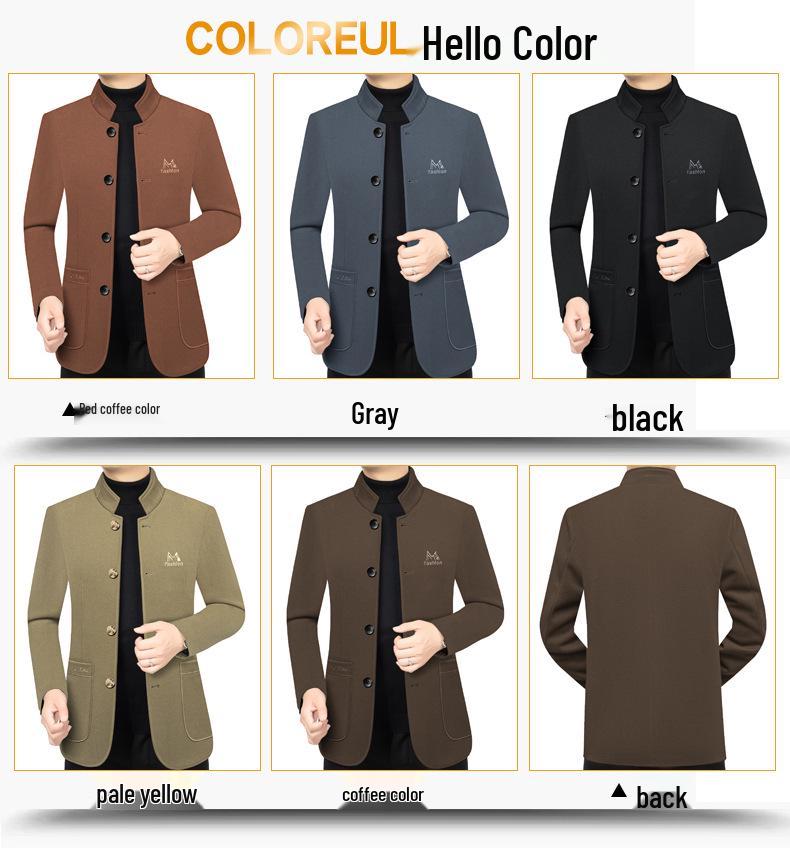 2025 Spring Men's Trendy Stand-up Collar Business Jacket - Versatile Casual Outerwear for All Ages