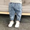 Spring and Autumn 1-8 Years Old Children's Clothing Children's Ripped Jeans Loose Trousers Baby Western Style Daddy Pants