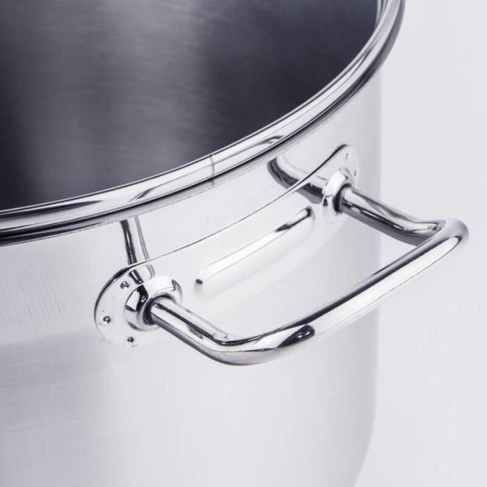 Casserole - 20 l - acier inoxydable - couvercle en verre - induction compatible