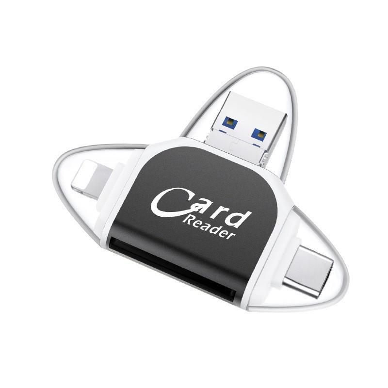 Four-in-One Multi-Function Card Reader for Apple & Android Phones: TF & SD Compatible