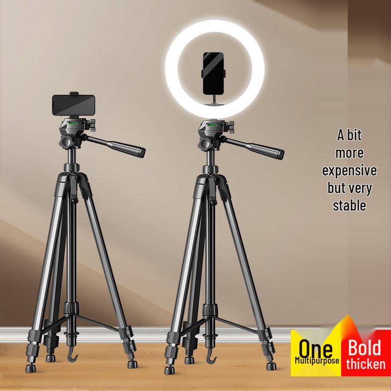 Portable Universal Tripod for DSLR/Mirrorless Cameras with Fill Light, Ideal for Outdoor Live Broadcasts