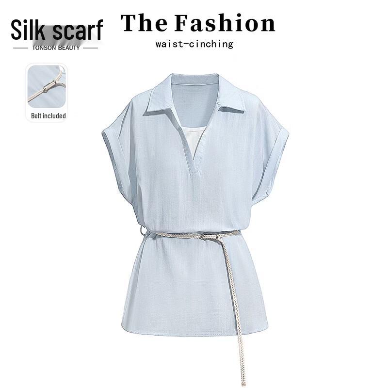 Women s Lyocell Sleeveless Lapel Shirt One Size