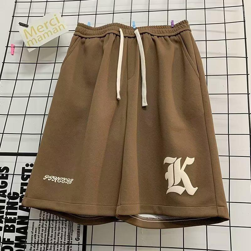 

Спортивные шорты мужские и женские трендовые универсальные летние новые брюки с пятью точками, свободные и тонкие повседневные брюки с принтом 5XL коричневый