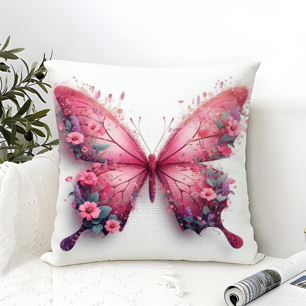 Beautiful Unique Floral And Butterfly Pillow Case Linen Pillow Case Sofa Home Decor Cushion Cover Cushion Cove